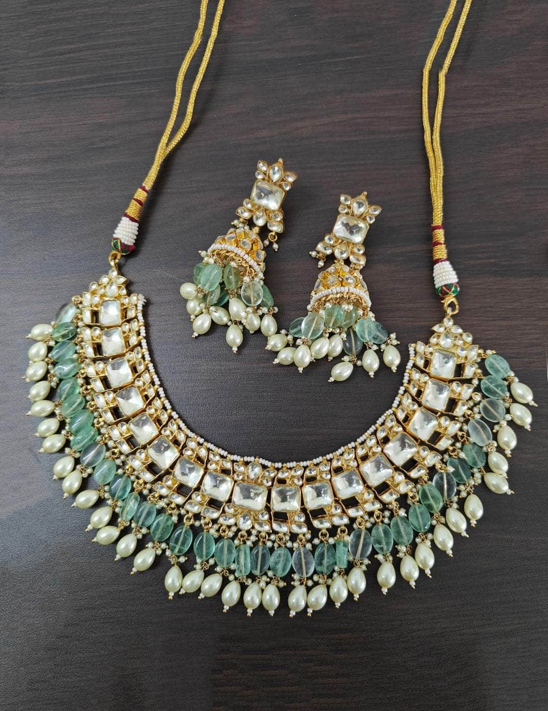 Ishhaara White Stone Studded Pearl Choker Necklace