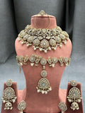 Ishhaara White Traditional Gold Plated Full Bridal Necklace