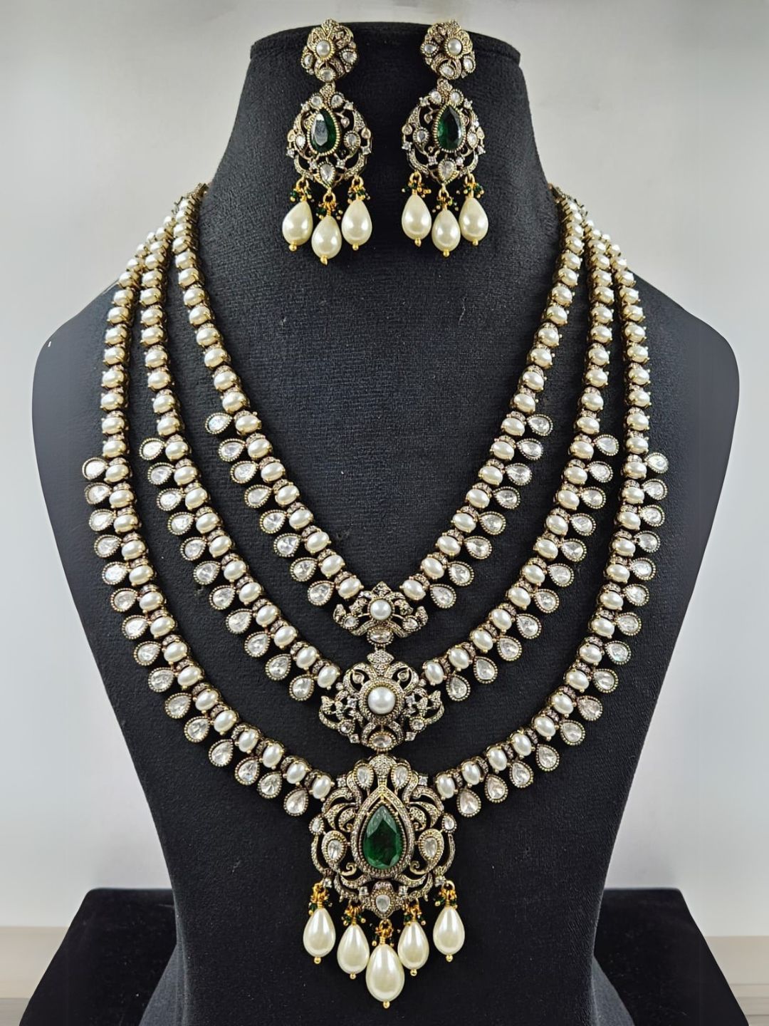 Ishhaara White Traditional Multi Layered Multi Colored Necklace Set