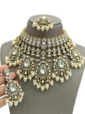 Ishhaara White Tranditional Gold Plated Choker Necklace