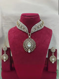Ishhaara White Uncut Polki Kundan Ruby Emerald Choker Necklace