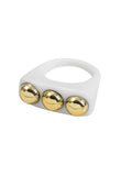 Ishhaara White Vintage Acrylic Metal Chunky Rings