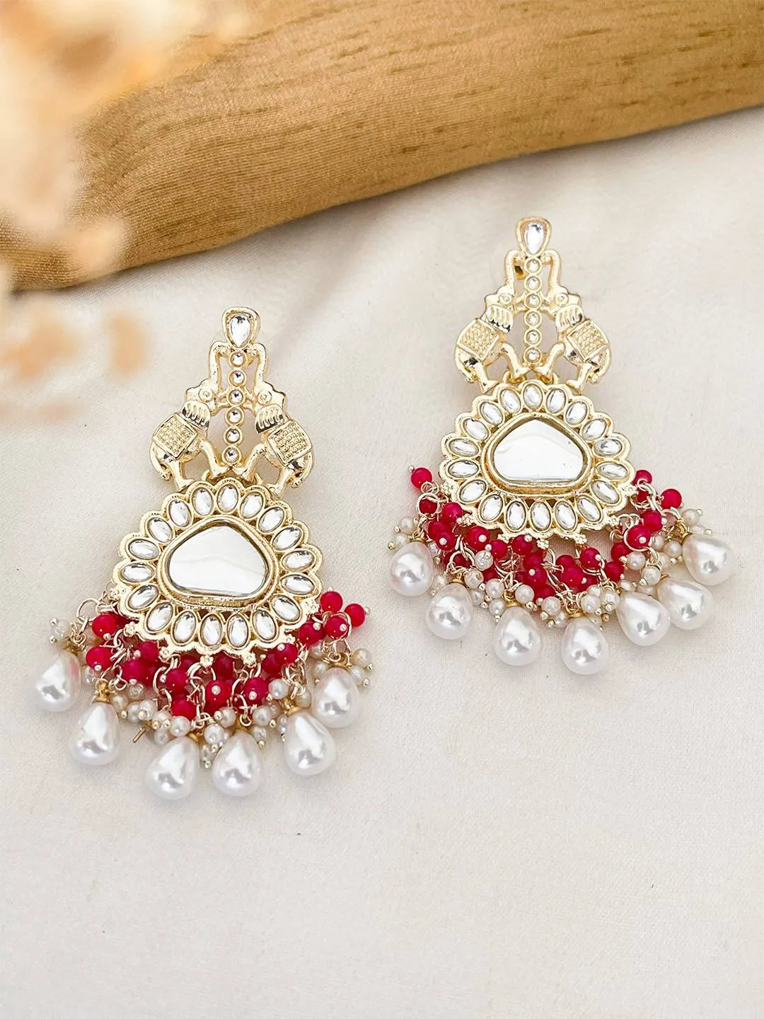 Ishhaara Wine Colored Chandbali Earrings