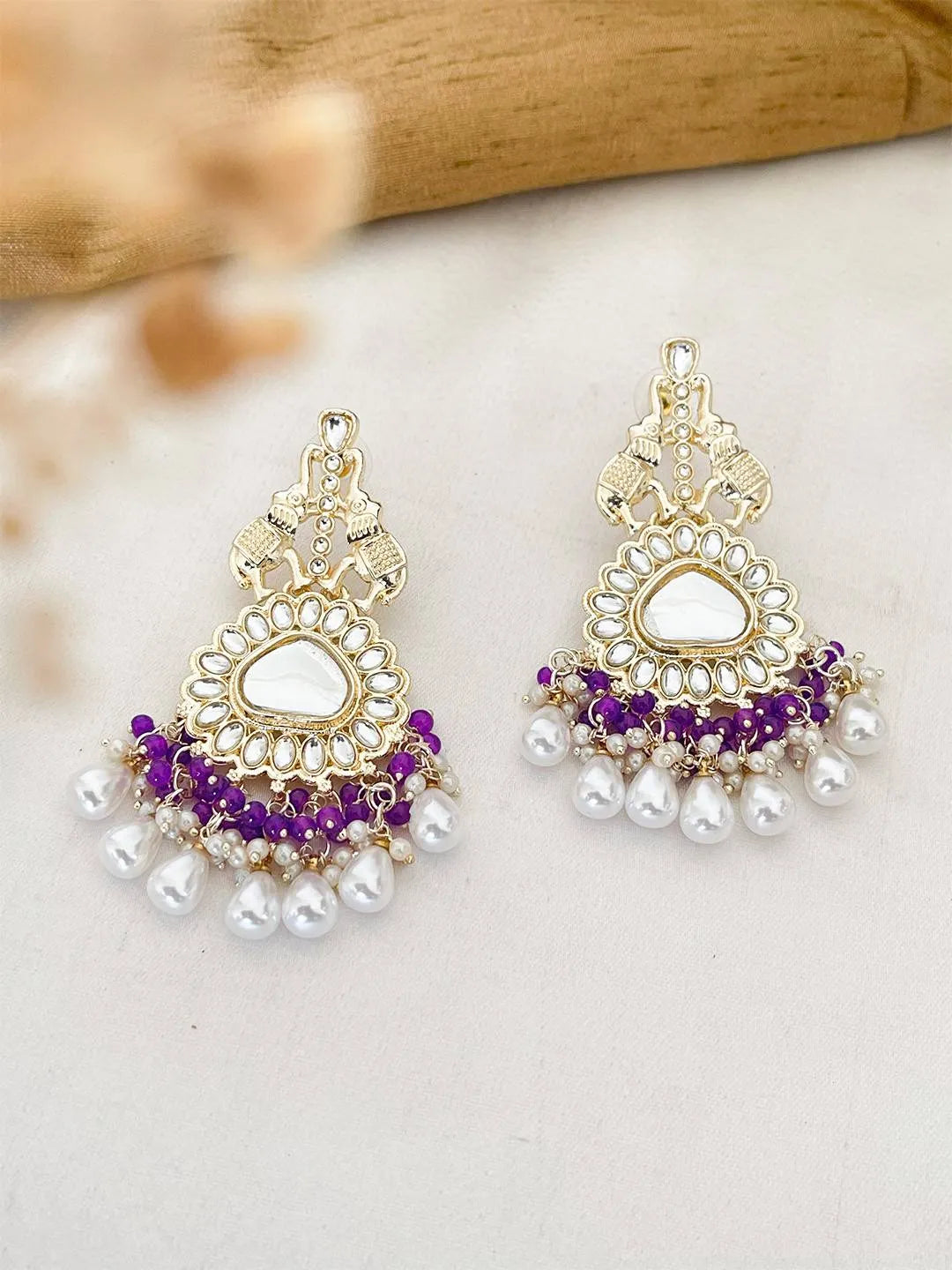 Ishhaara Wine Colored Chandbali Earrings