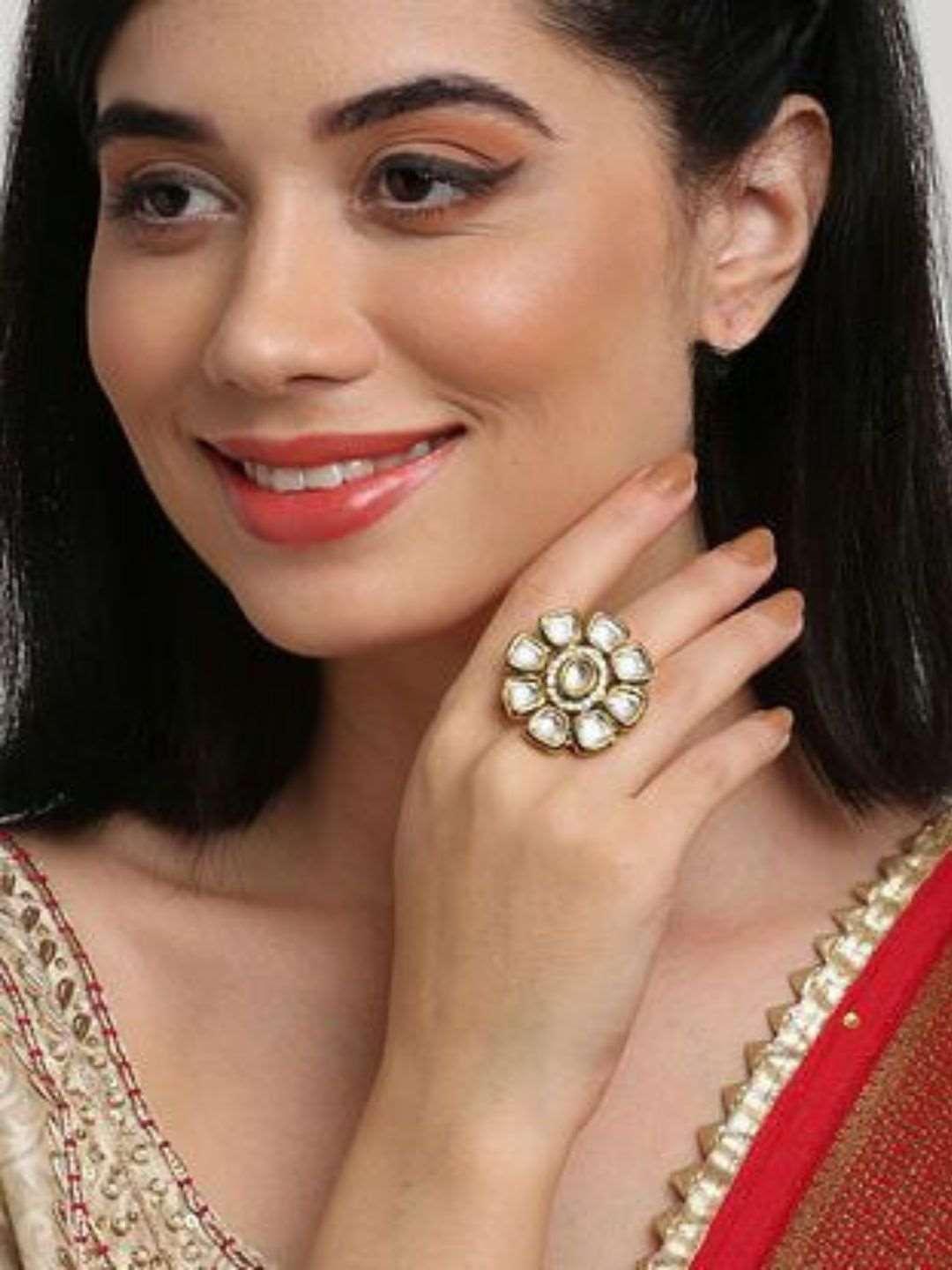 Ishhaara Women Gold Adjustable Gold Plated Alloy Rings