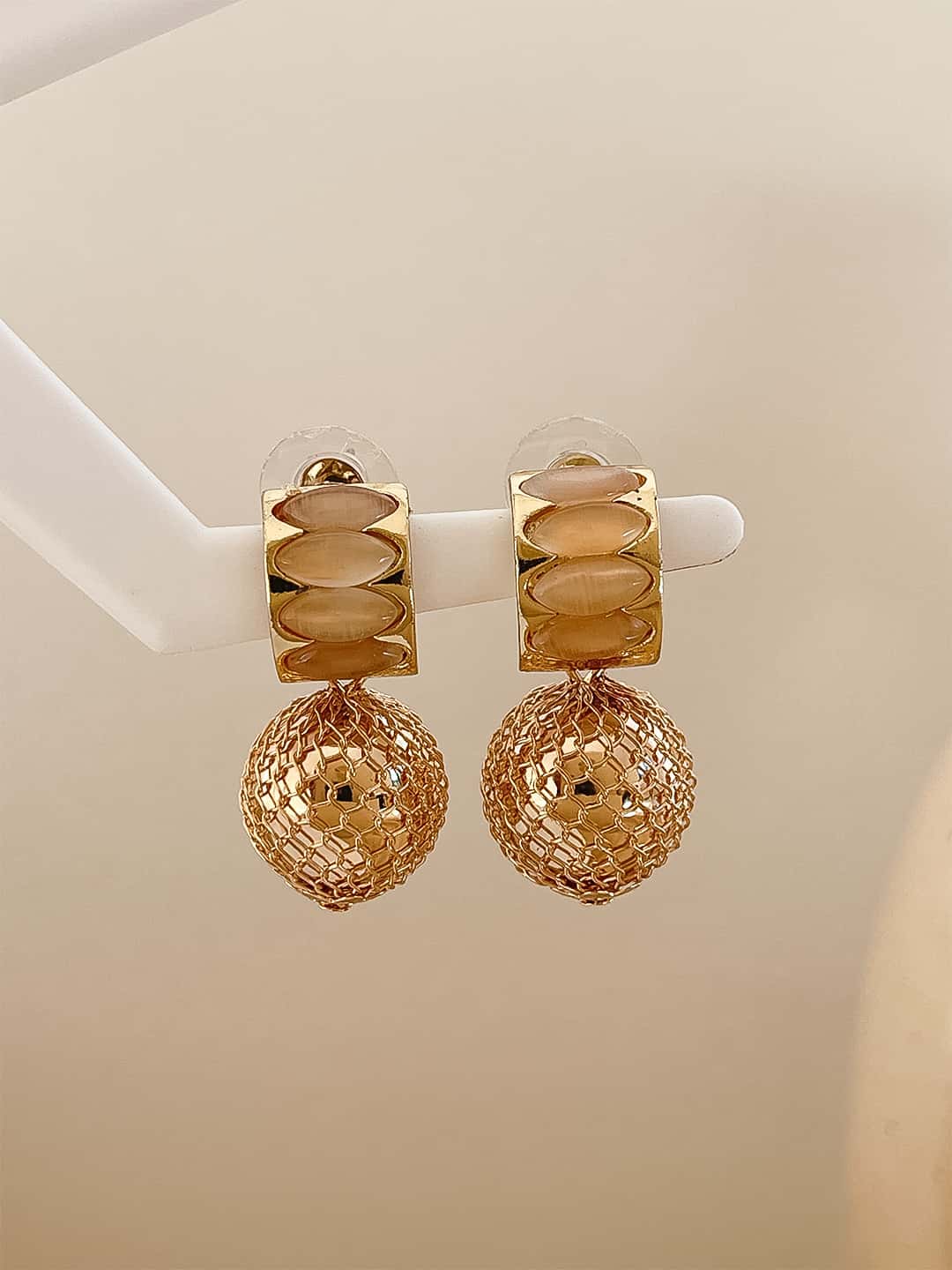 Ishhaara Woven Gold Domed Earrings