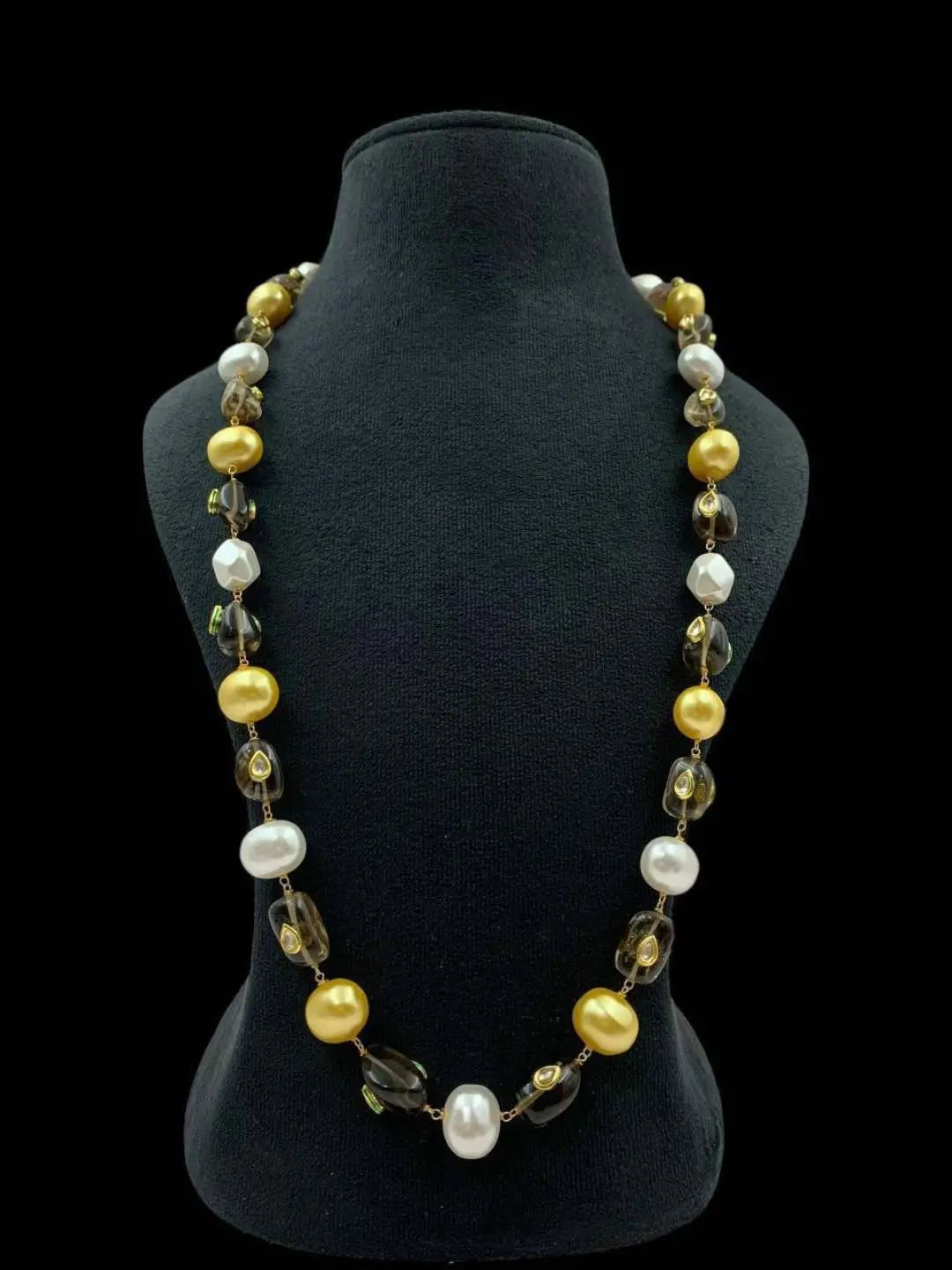 Ishhaara Yellow Baroque And Pearl Studded Necklace