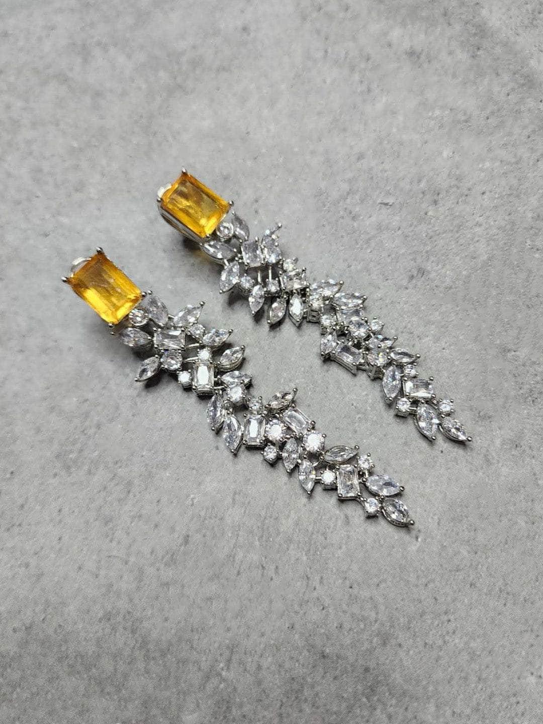 Ishhaara Block Leaves Ad Drop Earrings