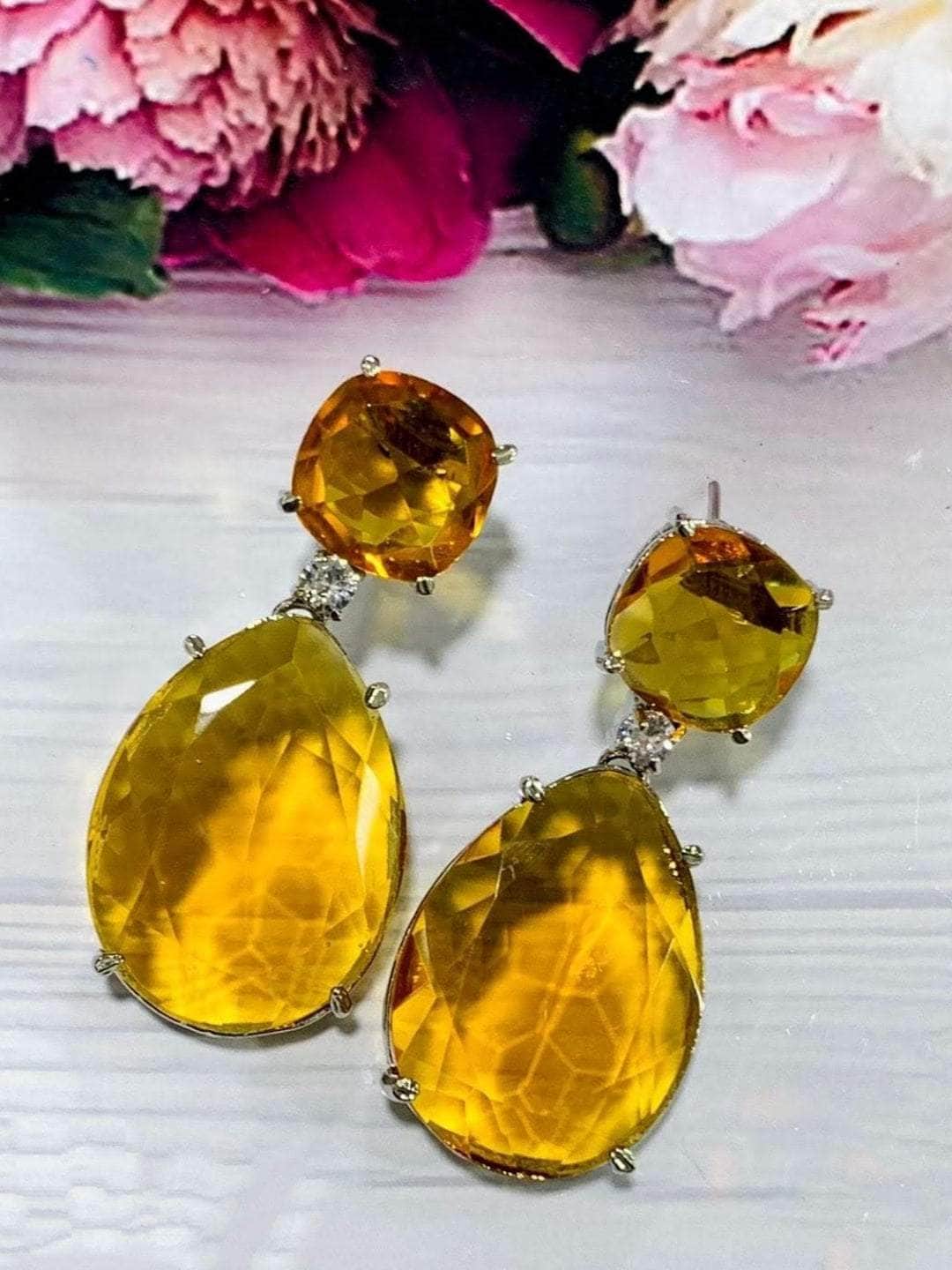 Ishhaara Yellow Classic Crystal Earring