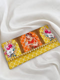 Ishhaara Yellow Colored Dulhan Embedded Fabric Envelope Clutches