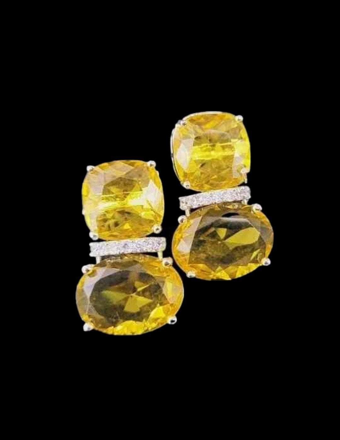 Ishhaara Yellow Crystal Double Droplet Earring