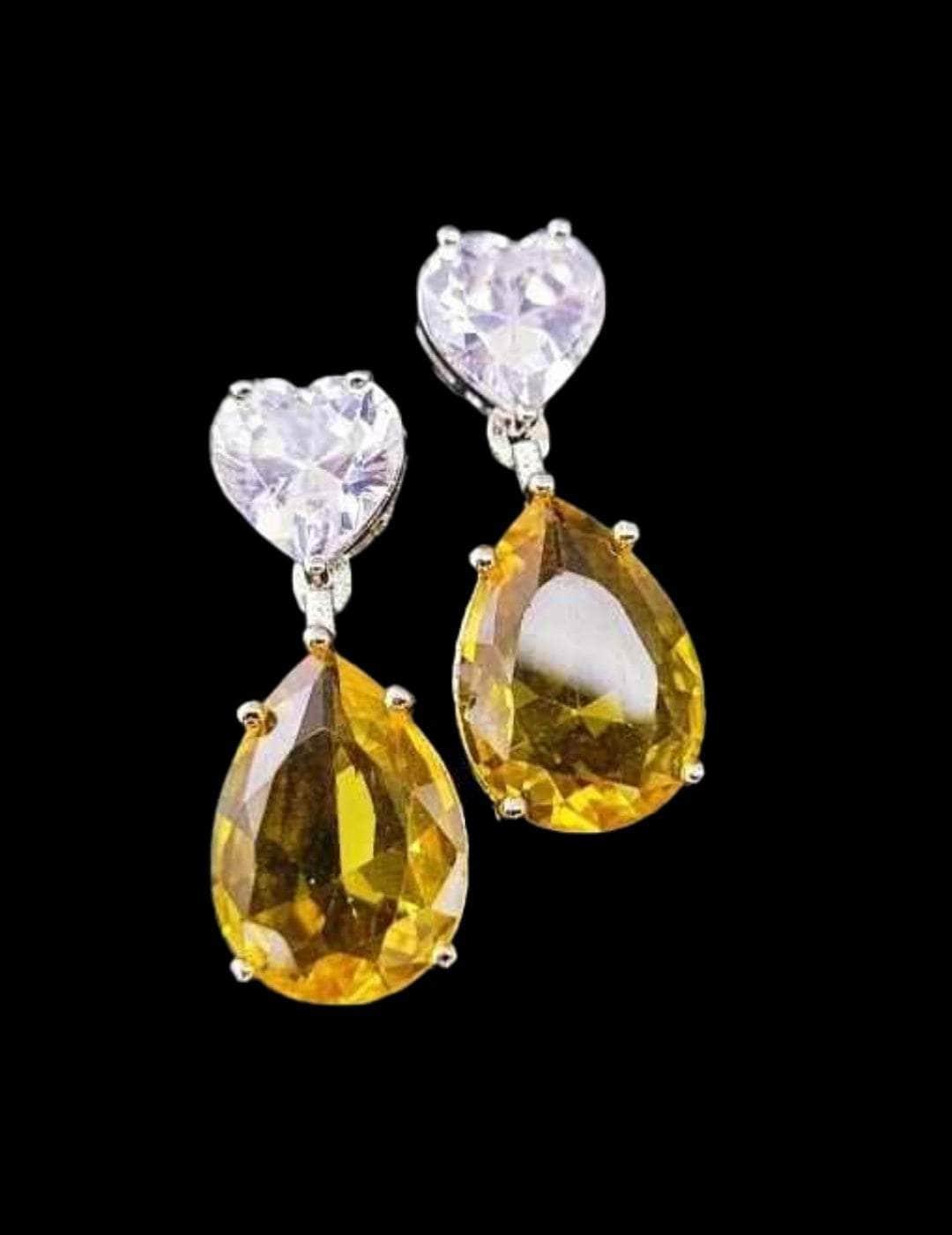 Ishhaara Yellow Crystal Droplet Earring