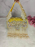 Ishhaara Designer Crystal And Pearl Work Flap Clutch