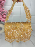 Ishhaara Yellow Designer Crystal Flap Bags