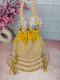 Ishhaara Yellow Designer Pearl Tassel Potli