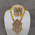 Ishhaara Yellow Diamond Kundan Pendant Necklace And Earring Set