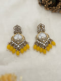 Ishhaara Yellow Elegant Kundan Danglers