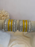 Ishhaara Yellow Gemstone Studded Traditional Bangle Set