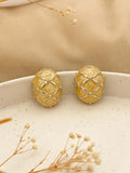 Ishhaara Gold-Plated Oval-Shaped Stud Earrings