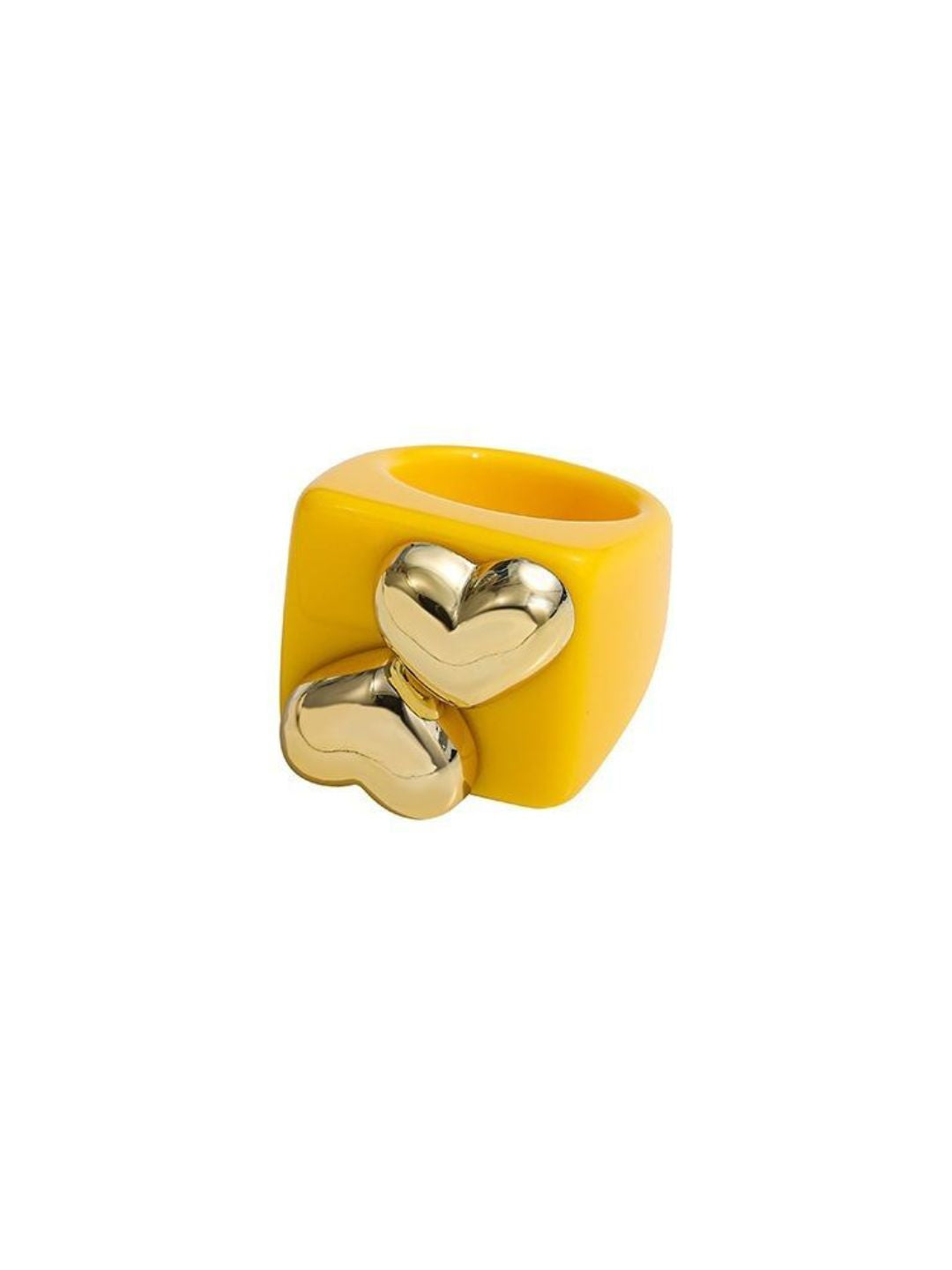 Ishhaara Yellow Heart Shaped Acrylic Square Rings