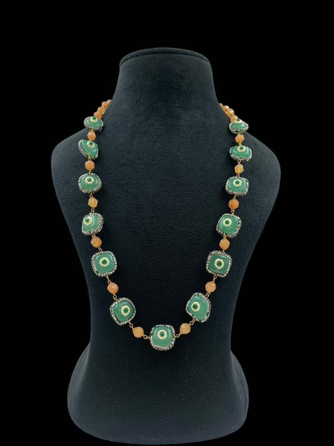 Ishhaara Yellow Jadau Beaded Pearl Necklace