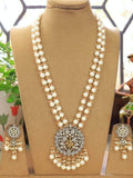 Ishhaara Yellow Kundan Pearl Studded Long Temple Necklace