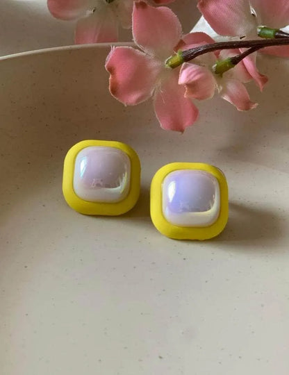 Ishhaara Lucky Enamel Square Earrings