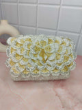 Ishhaara Yellow New Flower Design Flap Clutch