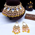 Ishhaara Yellow Pentagon Big Kundan Necklace And Earring Set