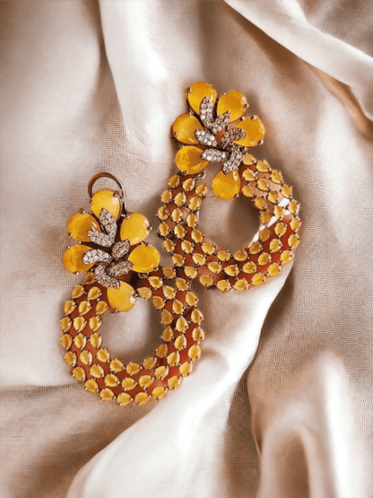 Ishhaara Round Colorful Glam Rhinestone Earrings