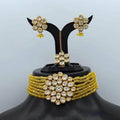 Ishhaara Yellow Round Kundan Patch Choker Necklace Set