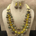 Ishhaara Yellow Stone Gunmetal Beads Necklace
