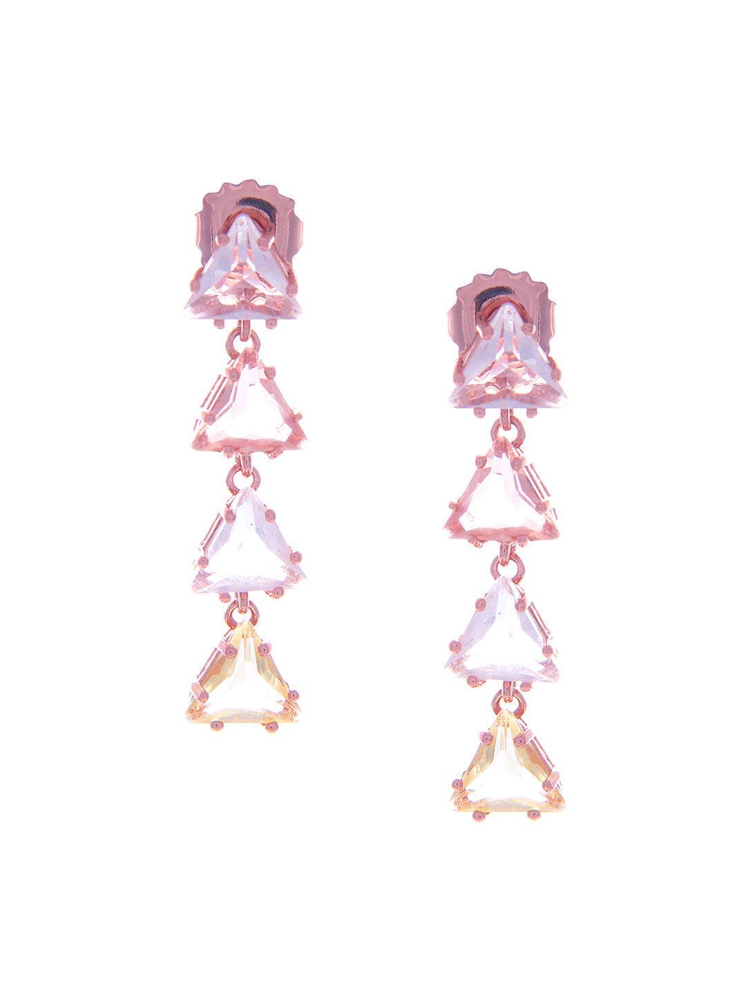 Ishhaara Triangle 4 Tiered Pastel Earrings Yellow