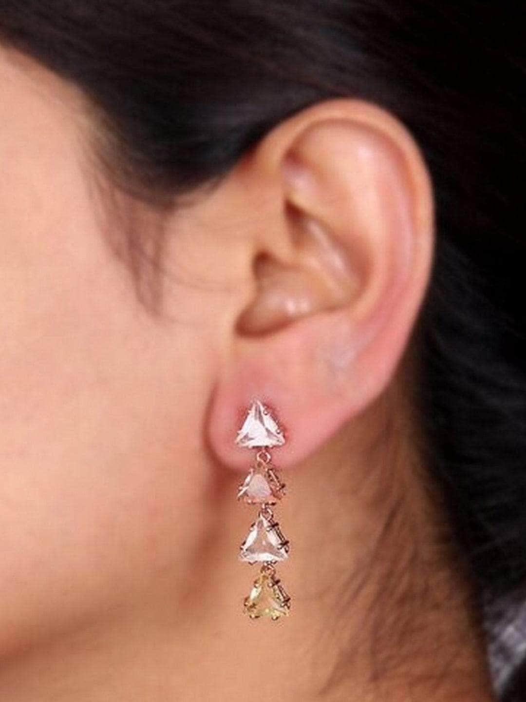 Ishhaara Triangle 4 Tiered Pastel Earrings Yellow