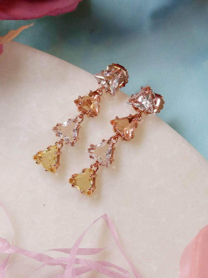 Ishhaara Triangle 4 Tiered Pastel Earrings Yellow