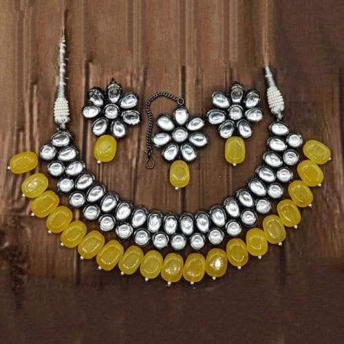 Ishhaara Yellow Victorian Kundan Necklace Set