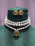 Ishhaara Yellow Vintage Triple Layered Pearl Choker Necklace