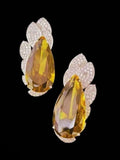 Ishhaara Yellow Zircon Rain Drop Dangler Earrings