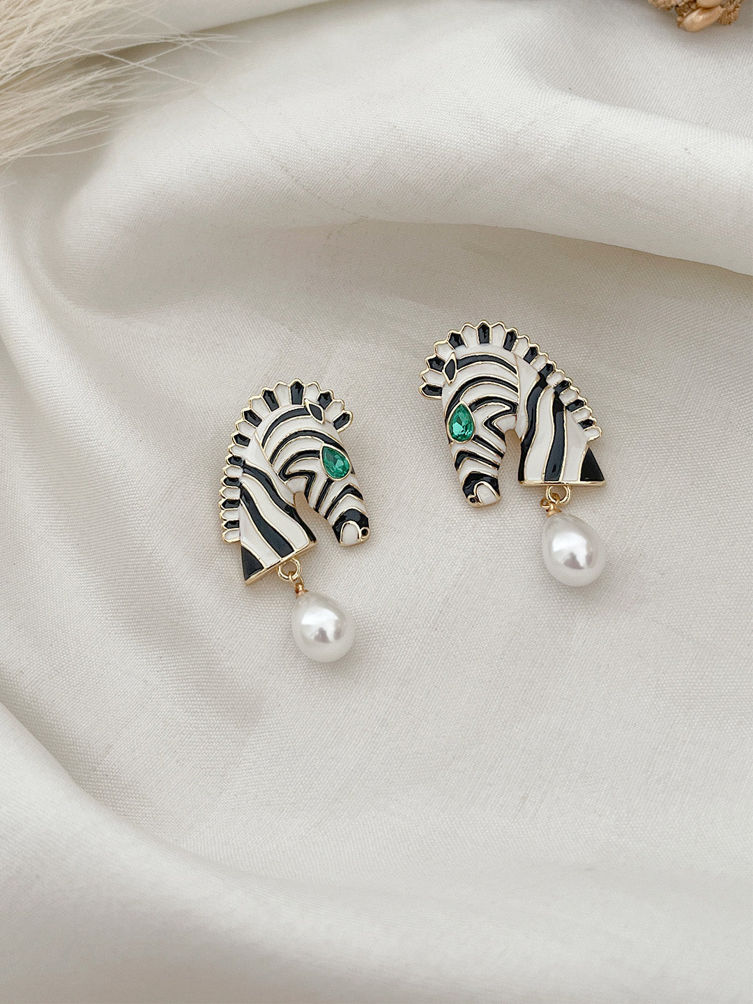 Ishhaara Zen Black And White Zebra Earrings