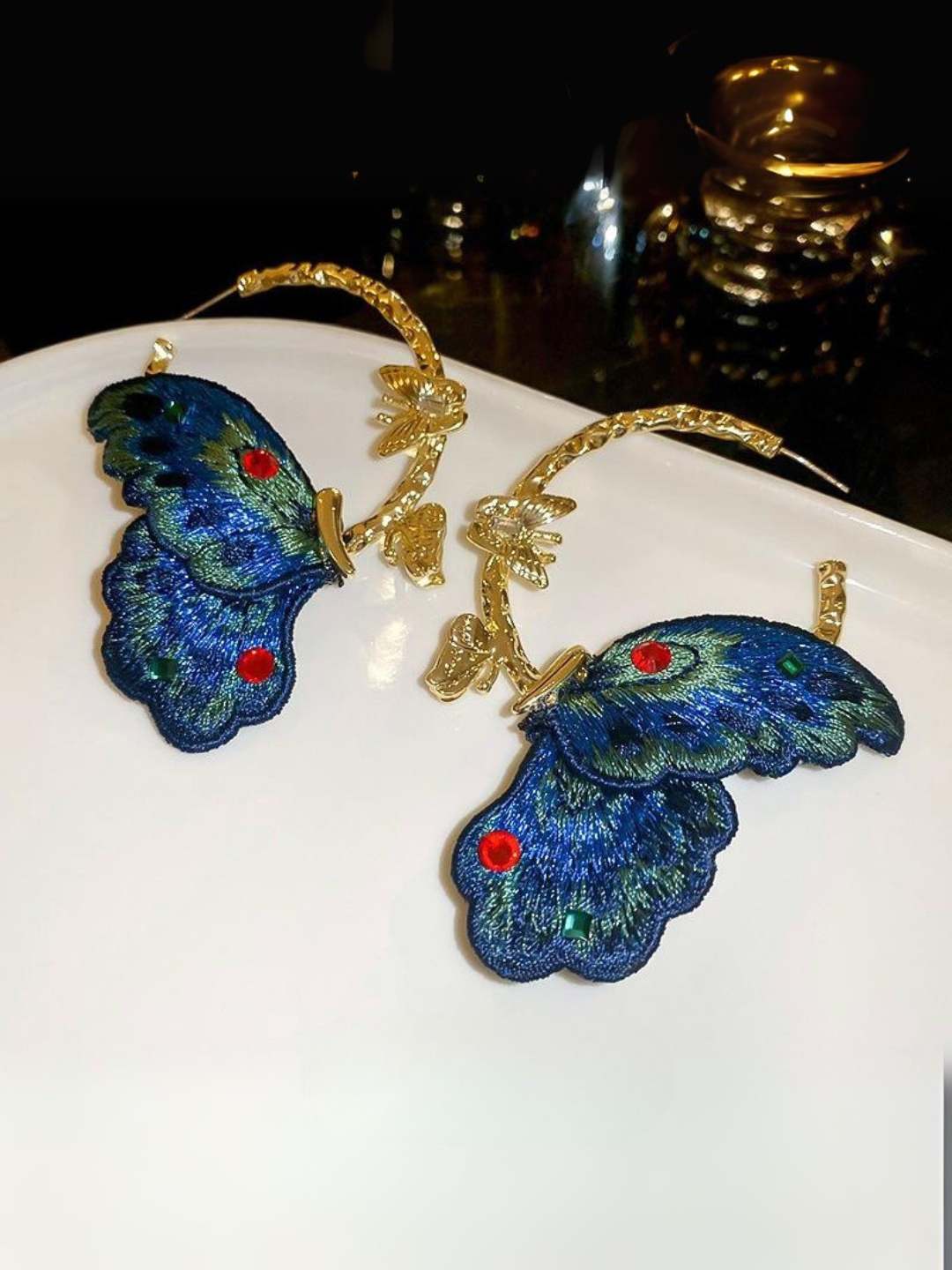 Ishhaara Zircon Butterfly Hoop Earrings