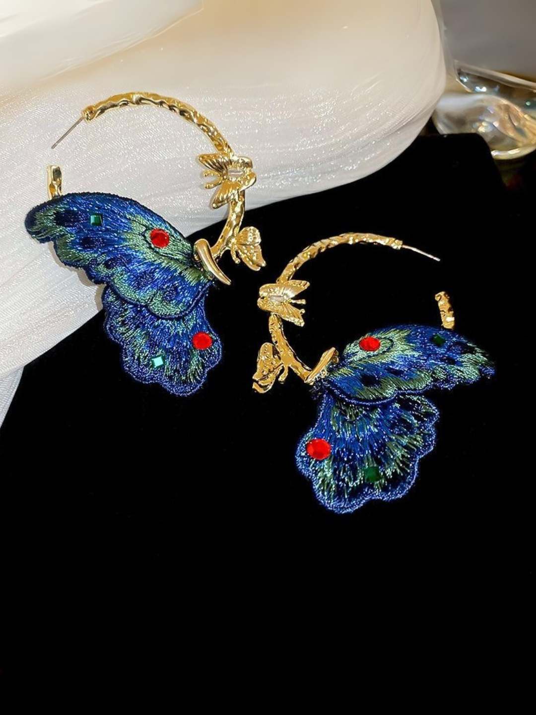 Ishhaara Zircon Butterfly Hoop Earrings