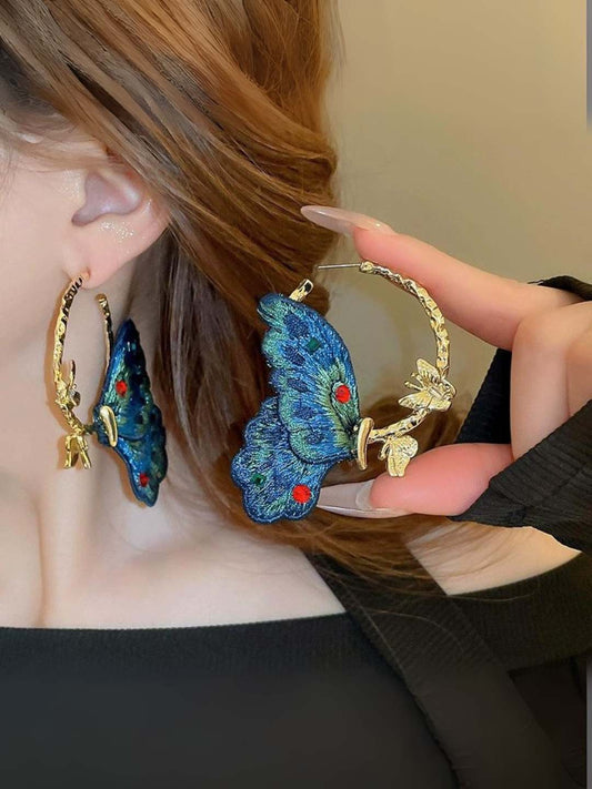 Ishhaara Zircon Butterfly Hoop Earrings