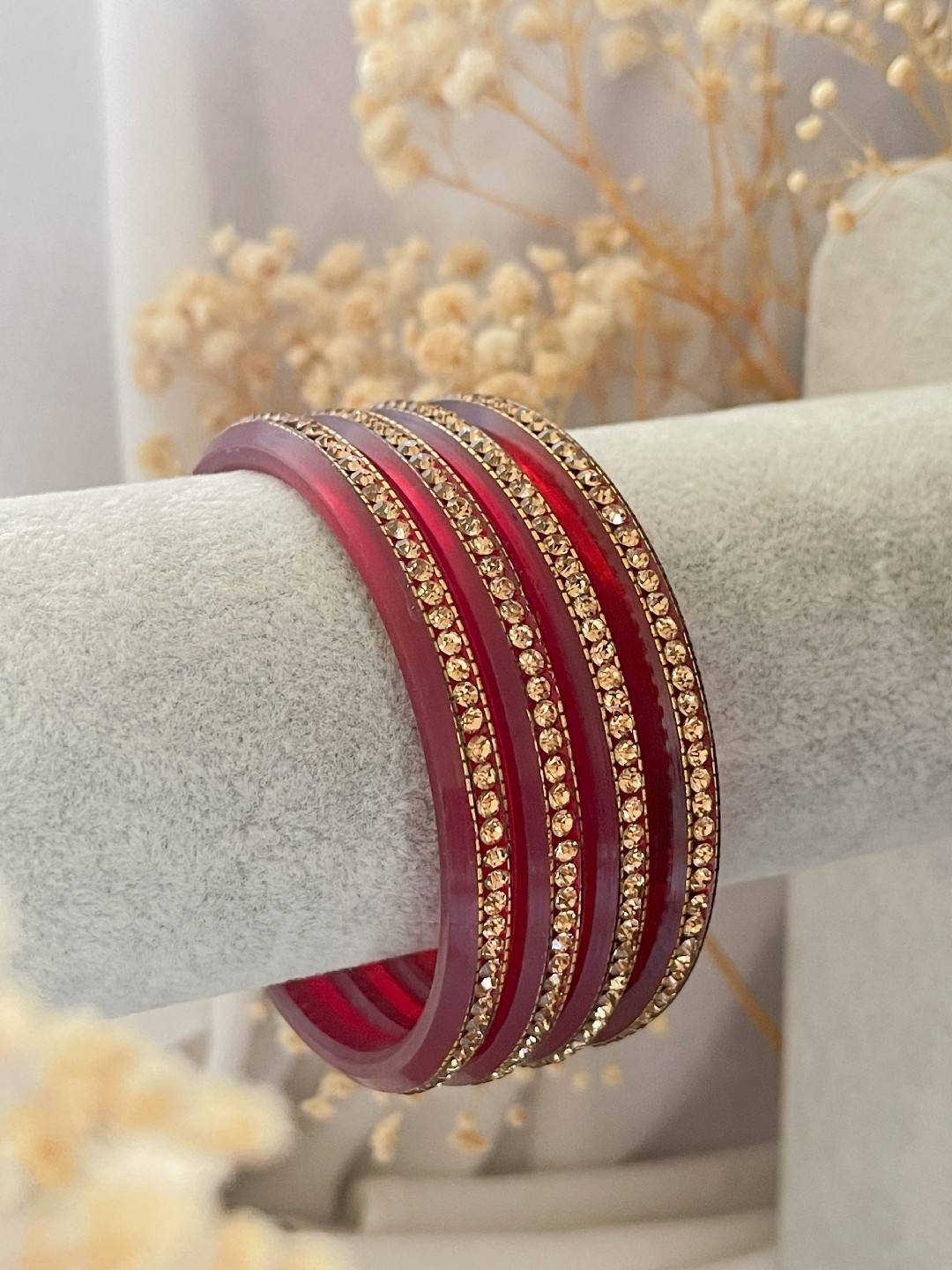 Ishhaara Zircon Gemstone Studded Glossy Finished Bangle Set