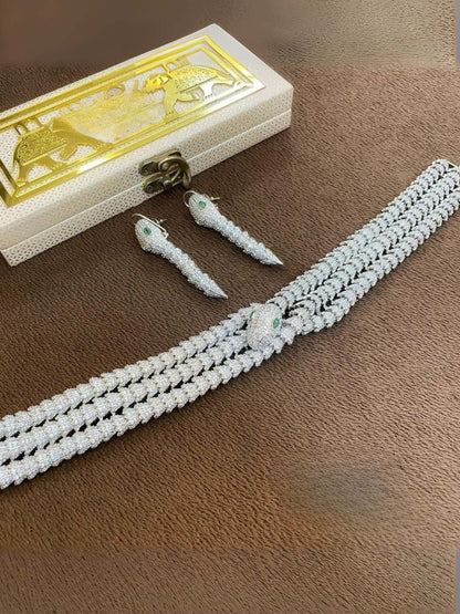 Ishhaara Zirconia Snake Shape Necklace