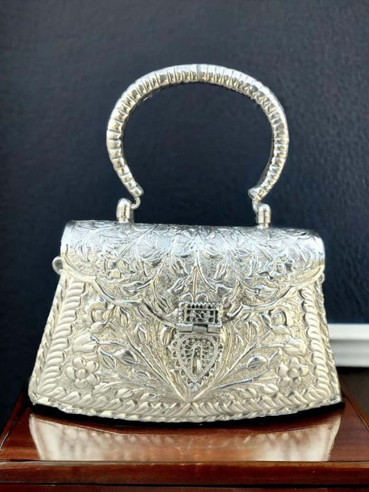 Meenakari Silver Brass Clutch